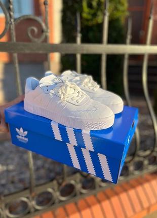 Женские кроссовки adidas samba white адидас самба белые