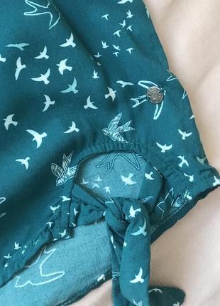 Чудесная хлопковая блузка-футболка с птичками4 фото