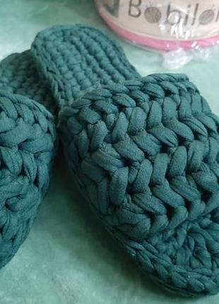 Тапочки гачком з трикотажної пряжі