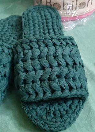 Тапочки гачком з трикотажної пряжі