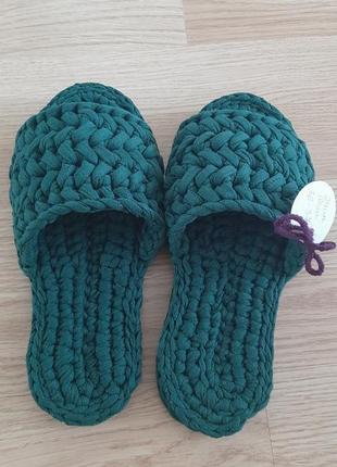 Тапочки гачком з трикотажної пряжі