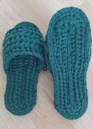 Тапочки гачком з трикотажної пряжі