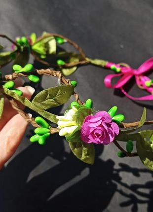 Обруч з квітами вінок віночок з лози