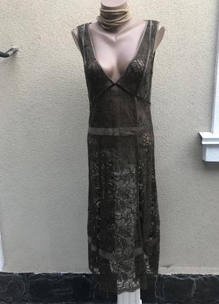 Кружевное,гипюровое платье,сарафан без подкладки, оригинал,люкс бренд dkny
