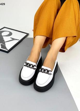 Шкіряні туфлі з ланцюгом з натуральної шкіри кожаные туфли натуральная кожа