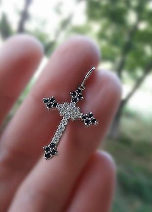 ✝ подвеска серебро крест крестик фианит кулон