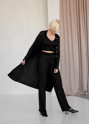 Женские трикотажные брюки в рубчик черного цвета. модель 2306 trikobakh9 фото