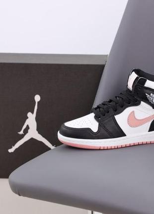 Жіночі високі шкіряні кросівки nike air jordan#найк