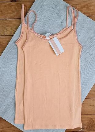 Комплект женских маек из 2 штук, размер m, цвет персиковый