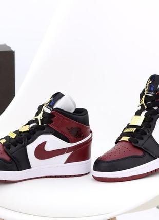 Чоловічі високі шкіряні кросівки nike air j0rdan 1#найк2 фото