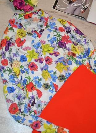 Блузка сорочка оверсайз в квітковий принт