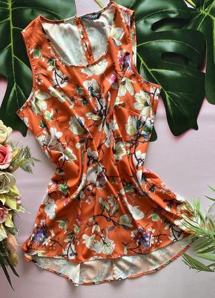 🥭разноцветное платье в цветах/оранжевое платье в орхидеях/коралловое свободное летнее платье🥭1 фото