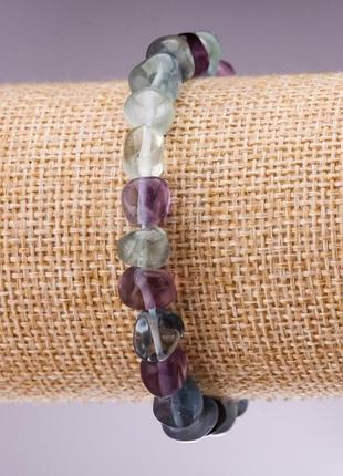 Браслет флюорит галтовка d-8мм +- l-18см на гумці