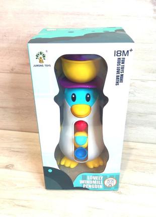 Іграшка для купання у ванній пінгвін на присосках, душ дитячий3 фото