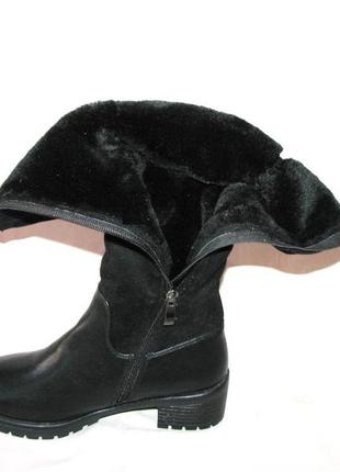Зимние женские черные сапоги замш на каблуке размер 36 уценка4 фото