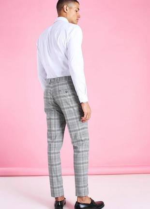 Штани в клітинку boohoo skinny tapered smart check2 фото