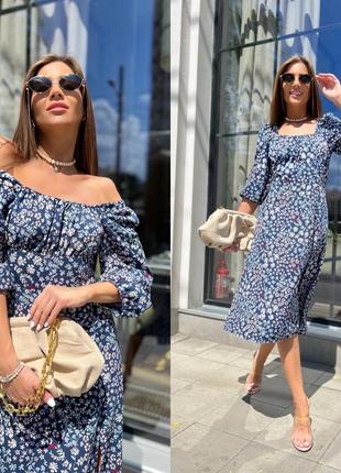 Платье
ткань - штапель 
цвет - синий , мята , белый