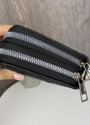 Большой женский кожаный клатч кошелек в стиле gucci гучи черный из натуральной кожи на 2 отдела6 фото