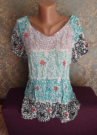 Летняя женская блуза из вискозы блузка блузочка большой размер батал 50 /52 футболка