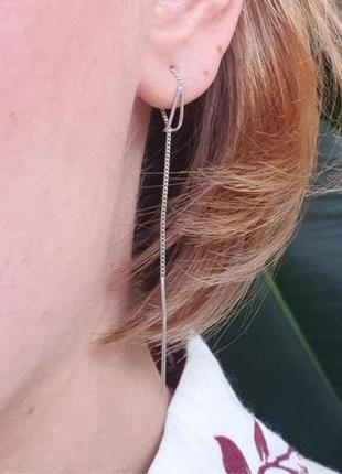 Сережки протяжки, петля, срібло