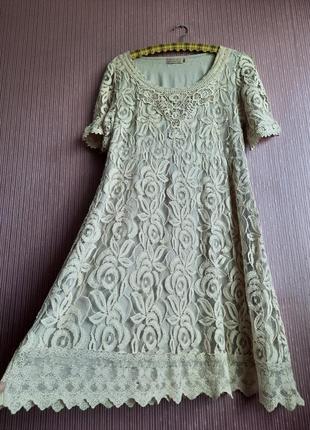 Дизайнерське бохо етно сукню в білизняному стилі від данців cream1 фото