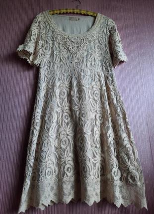 Дизайнерське бохо етно сукню в білизняному стилі від данців cream3 фото