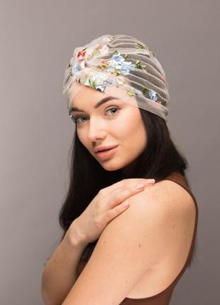 Тюрбан жіночий з гіпюру d.hats з вишивкою