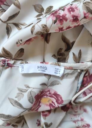 Молочне сатинове плаття в квітковий принт mango6 фото