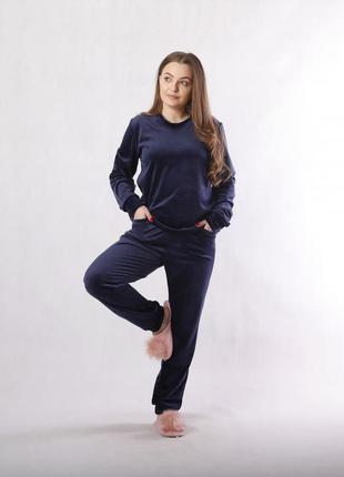 Костюм домашній велюровий, тепла піжама жіноча 1898