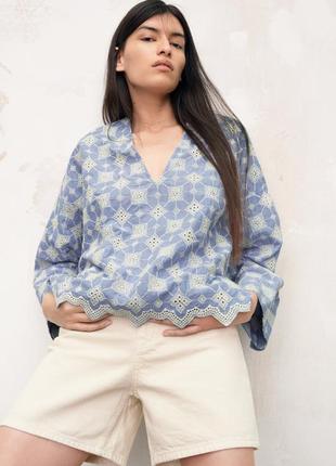 Блуза zara нові колекції прошва 100% коттон