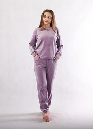Костюм домашній велюровий, тепла піжама жіноча 18981 фото