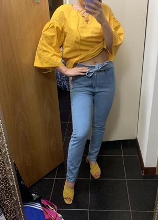 Голубые джинсы мом джинсы-мом зауженные джинсы джинси5 фото