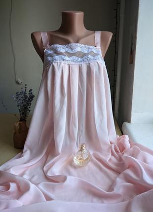 Сорочка ночнушка длинная в пол макси розовая винтажная кружево1 фото