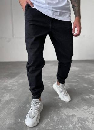 Стильні котонові чоловічі джинси темно-сірому кольорі на липучках