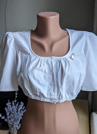 Блуза топ белый укороченный кроп хлопок австрия винтажный