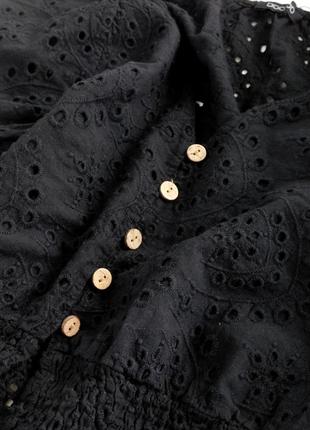 Бавовняна укорочена блузка блузка з натуральної тканини рішельє прошва перфорацією від boohoo3 фото