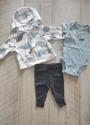 Костюм carter's тройка: кофта, боді, штани 3m