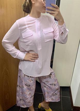 Лиловая рубашка сатиновая блуза длиная рубашка фиолетовая