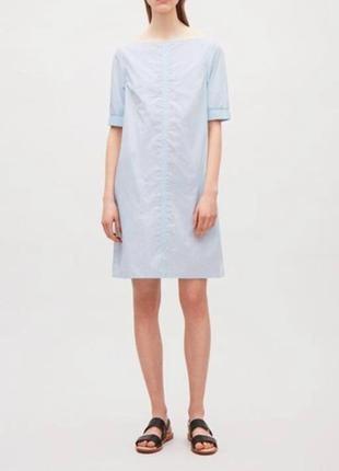 Cos нежно-голубое платье рукава на резинке хлопок размер м1 фото