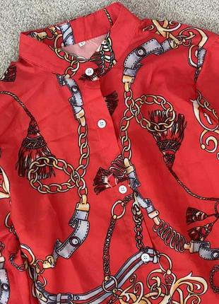 Красивая блуза на пуговицах красная принт 10м2 фото