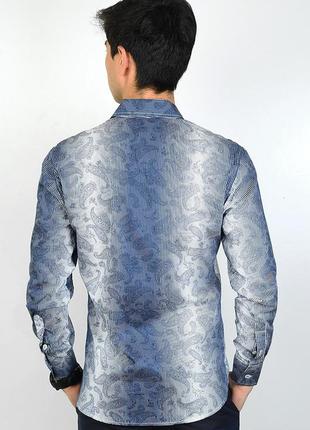 Рубашка мужская кэжуал сорочка синяя2 фото