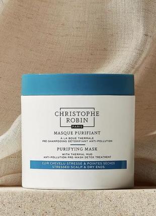 Пре маска для волос christophe robin purifying mask with thermal mud3 фото