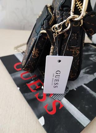 Сумка гесс кроссбоди guess arie коричнева 4