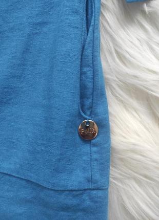 Льняное бирюзовое платье с карманами и молнией на спине2 фото
