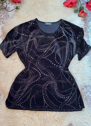 Идеальная шикарная блуза бархатная футболка блестящая с люрексом