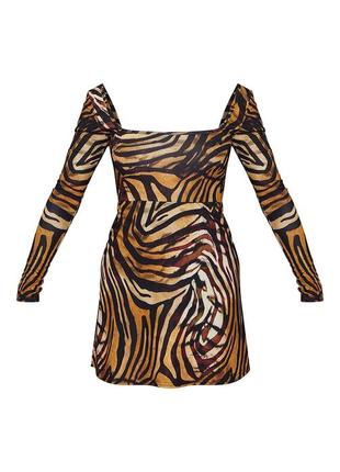 Плаття тигровий принт сукня міні квадратний виріз4 фото