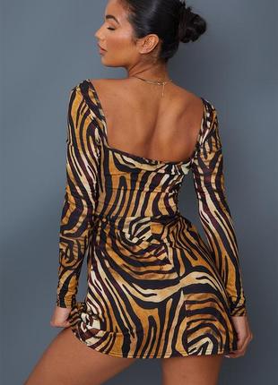 Плаття тигровий принт сукня міні квадратний виріз3 фото