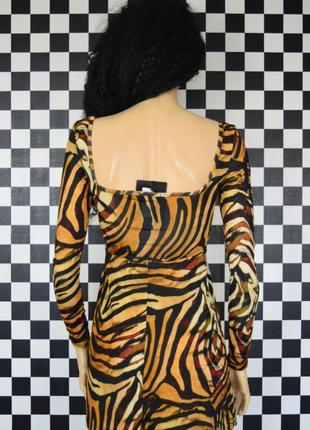 Плаття тигровий принт сукня міні квадратний виріз6 фото