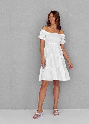 Белое женское летнее платье длиной по колено (42 по 48р)2 фото