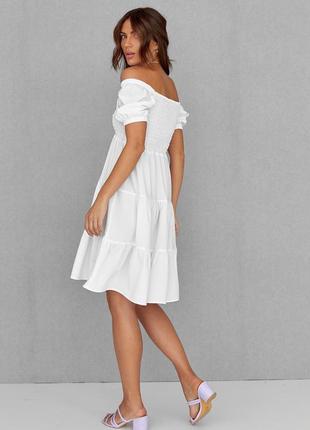 Белое женское летнее платье длиной по колено (42 по 48р)3 фото